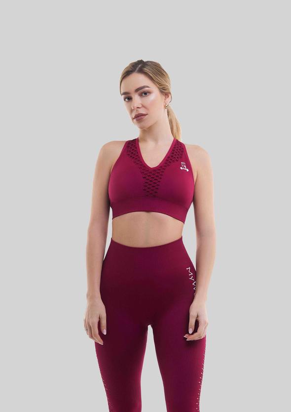 Racerback Sports Bra, Removable Padding, Supportive Ribbed Waistband