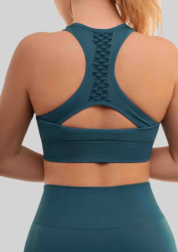Racerback Sports Bra | Removable Padding | Supportive Ribbed Waistband | Teal | MyWeigh
